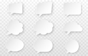 PNG vector speech bubbles. Set of speech bubbles on isolated transparent background. Speech, dialogue, communication, comics. PNG.