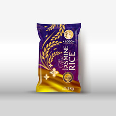 Rice Package Mockup Thailand food Products, vector illustration