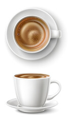 White ceramic cup of hot coffee. Cappuccino mockup
