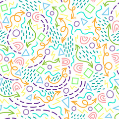 Doodle seamless pattern. Abstract background with line art for textiles, fabric art, wallpaper