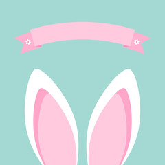 Osterkarte Hasenohren Weiß/Türkis/Rosa