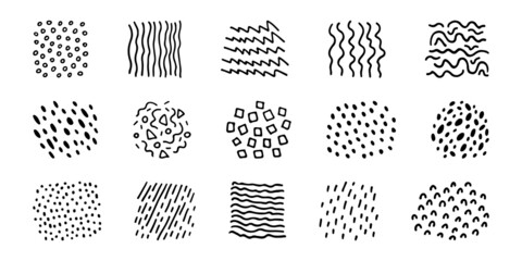 Abstract hand drawn textures. Set of vector elements for pattern design