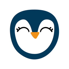 Hand drawn cute penguin head