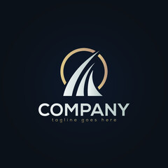 River Road Curvy Logo, Way Logo, Transportation Logo