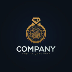 Clock, Luxury, Diamond Premium Logo Design