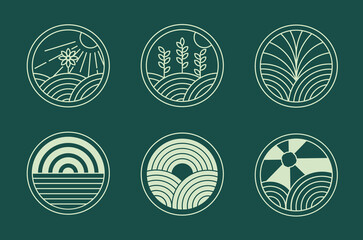 Set of Tropical Logo Template With Monoline Style