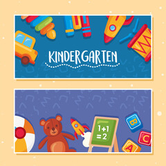 kindergarten lettering n toys cards