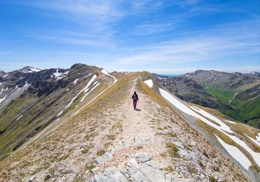 Monte Sibilla in Montemonaco (Italy) - The landscape summit of Mount Sibilla, in Marche region province of Ascoli Piceno. Panoramic trekking landmark in the Monti Sibillini mountain natural park.