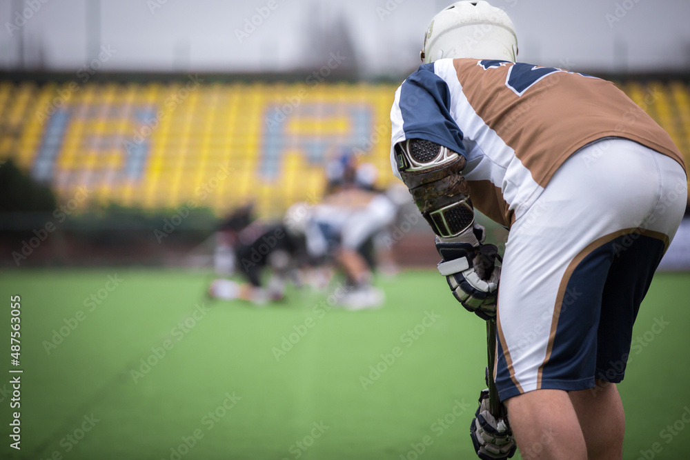 Poster Back view of a player during Lacrosse match