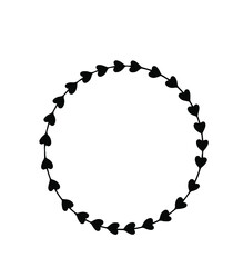 Naklejka premium Round frame line. Black frame vector. Round frame with a heart. Graphics heart line art.
