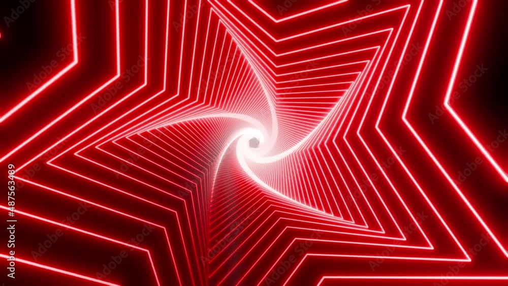 Poster abstract disco vj club seamless red looped animation of neon, glowing light tubes, lasers and lines 