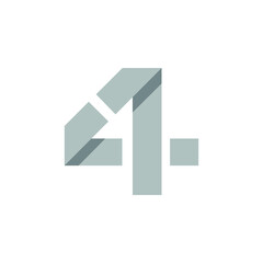 4, Four number, Flat logo design