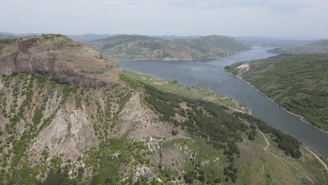 Aerial view of Studen Kladenets Reservoir, Kardzhali Region, Bulgaria