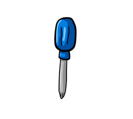 Stylized Cartoon Blue Screw Driver