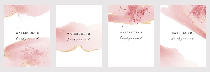 Set of vector watercolor universal backgrounds with copy space for text. Design for social media, card, invitation, brochure, cover.