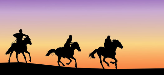 Fototapeta na wymiar Traditional horse racing with mongolian horses
