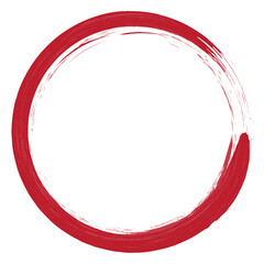 Circle brush stroke vector isolated on white background. Red enso zen circle brush stroke. For stamp, seal, ink and paintbrush design template. Grunge hand drawn circle shape, vector illustration