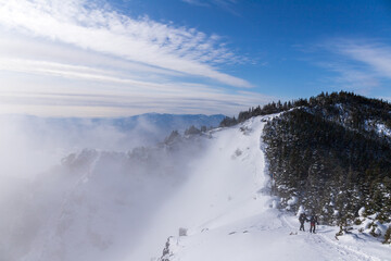 厳冬の浅間山外輪山登山道雪景色