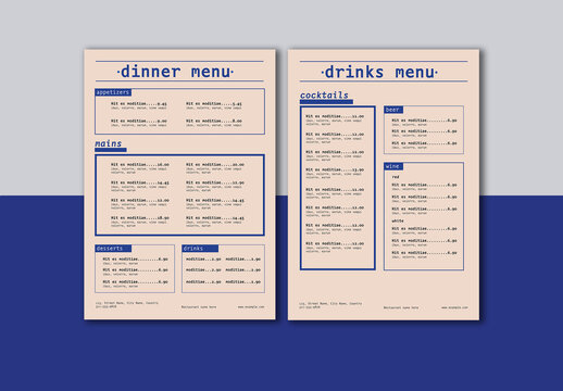 Menu Layout with Blue Accent