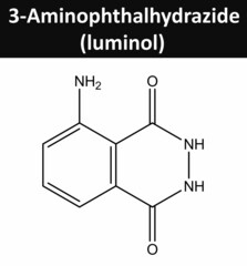 Molecular structure of luminol, 3D rendering