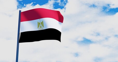 3D illustration of Egypt Flag are waving in the sky