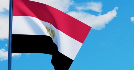 3D illustration of Egypt Flag are waving in the sky
