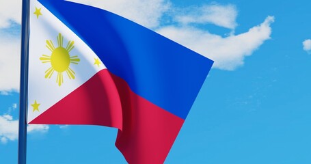 3D illustration of Philippines Flag are waving in the sky