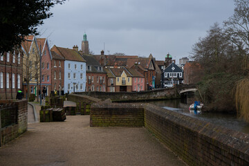 Houses on a quay at Norwich, Norfolk