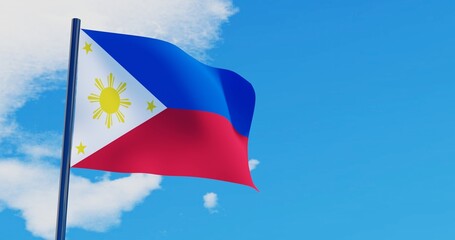 3D illustration of Philippines Flag are waving in the sky