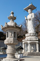 Fototapeta na wymiar Maitreya statue at Bongeunsa Buddhist Temple in Gangnam in Seoul South Korea
