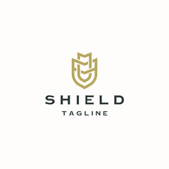 Luxurious shield security logo icon design template, gold, luxury, flat vector