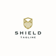 Luxurious shield security logo icon design template, gold, luxury, flat vector