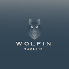 Wolf head animal logo icon design template flat vector