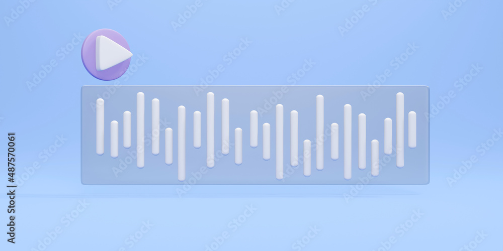 Aufkleber 3d rendering of sound icon on background concept of music on internet. 3d render illustration cartoo