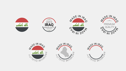 Vector set of made in Iraq labels, made in the Iraq logo, Iraq flag, product emblem, made in Iraq badges, premium quality, patriot proud label stamp, vector illustration, Сircle