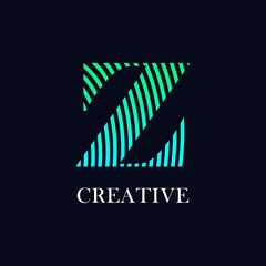 abstract letter Z line or zebra pattern vector logo design. Suitable for business, stripe font symbol  and digital print