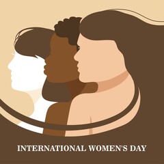  Women's day. 8 march. Women's silhouette. Womens History Month.