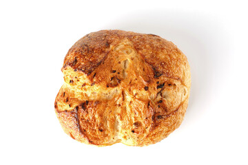 Loaf of bread isolated on white background. Whole bread.Crispy bread roll isolated against white background