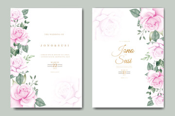 Fototapeta na wymiar elegant floral watercolor wedding invitation card