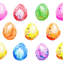Watercolor pattern with easter eggs. Easter eggs for Easter holidays design.