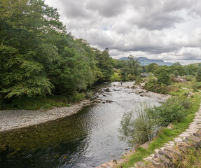 Naklejka na ściany i meble Views of the river from the Welsh Highland mountain railway, Wales, UK