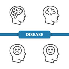 Mental Health Icons. Depression, Depressed, Happy, Happiness