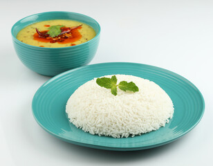plain yellow toor daal and rice   traditional Indian food