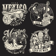 Mexico and music vintage badges collection