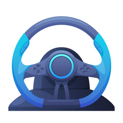Game controller steering wheel for virtual playing vector flat illustration. Gaming device © Aleksandr