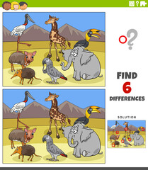 differences educational game with comic wild animals © Igor Zakowski