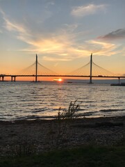 Fototapeta na wymiar Sunset and harbor bridge