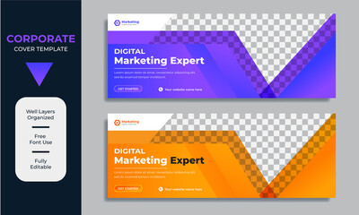 Creative corporate Facebook Cover for digital marketing promotion template premium vector