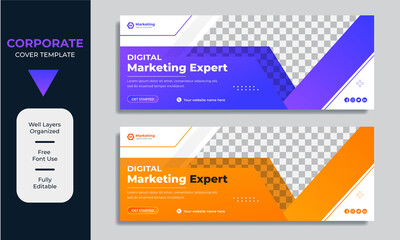 Creative corporate Facebook Cover for digital marketing promotion template premium vector