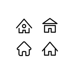 Set of Simple Flat Black Home Icon Illustration Design, Silhouette House Icon Collection With Outlined Style Template Vector